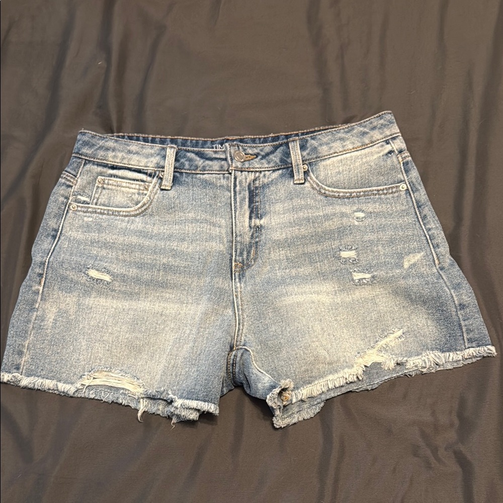 Time and Tru Blue Jean Shorts Distressed Frayed Hem